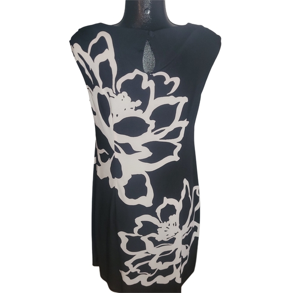 London Times Black and White Floral Shift Dress 12 - Picture 6 of 7